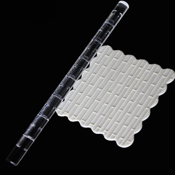 Fondant Transparent Acrylic Carved Wood Grain Printing Non-stick Mini Rolling Pin for Cake Decorating Tool N13