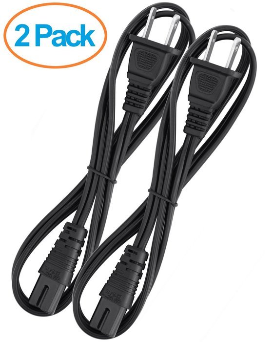 Aurum Cables UL Approved 3 Feet Slot Power Cord ,2 Prong Figure 8 Power Cord Non Polarized Power Cable NEMA 1-... N3