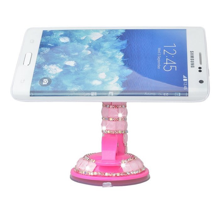 Kaka(tm) Bling Handmade Crystal Rhinestones Portable Rotating Suction Cup Mini Desk Car Mount Clip Stand Holder... N3