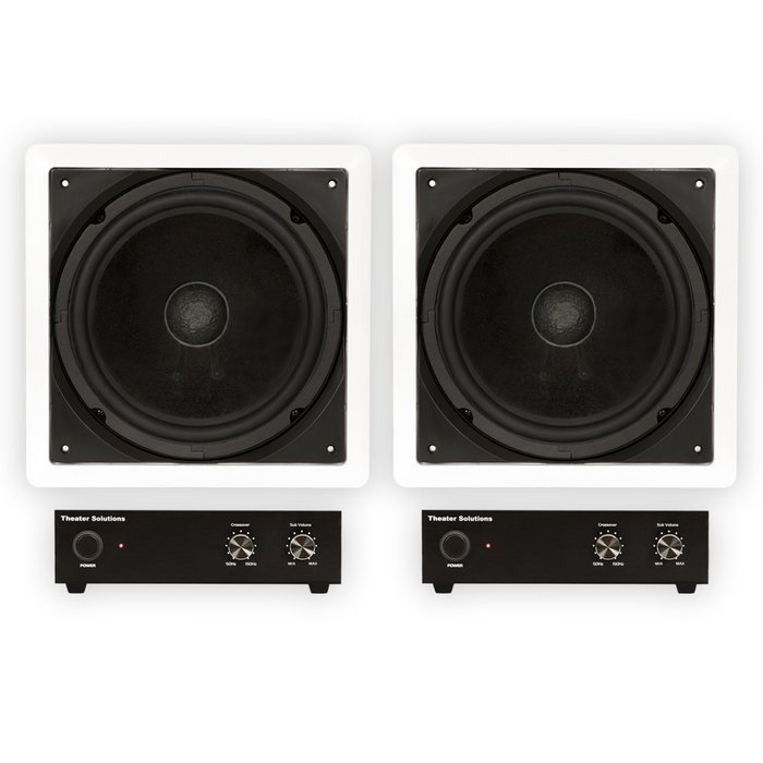 Theater Solutions TS1000 Passive 10" Home Theater In Wall 2 Subwoofers and 2 Amps Set
