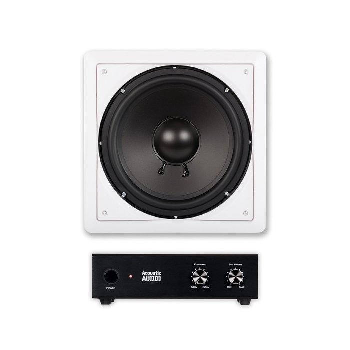 Acoustic Audio IWS10 In-Wall/Ceiling 10" Home Theater Passive Subwoofer and Amplifier IWS10A