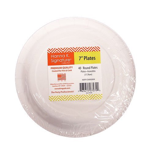 Hanna K. Signature Collection 40 Count Happy Chanukah Round Paper Plates, 7-Inch N2