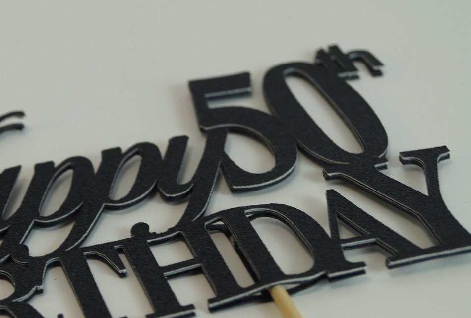 Black Happy 50th Birthday Cake Topper N2