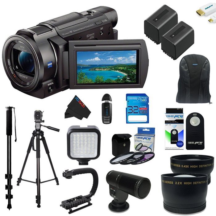 Sony FDR-AX33 4K Ultra HD Handycam Camcorder + Videographer's Essentials Kit N2