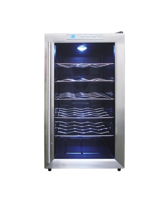 Vinotemp VT-18TEDS Thermo-Electric Digital 18-Bottle Wine Chiller, Black and Stainless N5