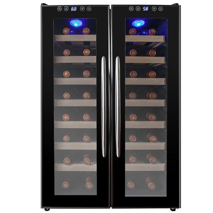AKDY&reg; 32 Bottle Dual Zone Thermoelectric Freestanding Wine Cooler Cellar Chiller Double Door Refrigerator Fridge...