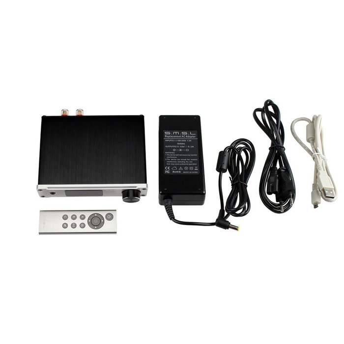 SMSL Q5 Pro Pure Digital HiFi Amplifier USB Fiber Coaxial Optical Audio Power Silver N3