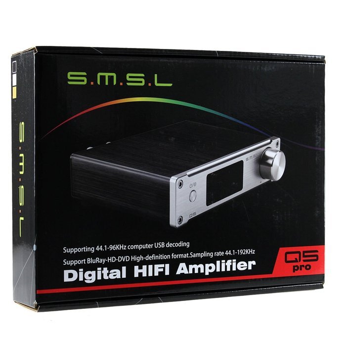 SMSL Q5 Pro Pure Digital HiFi Amplifier USB Fiber Coaxial Optical Audio Power Silver N4