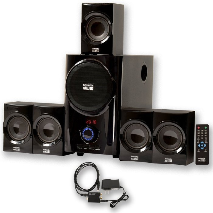 Acoustic Audio AA5160 Home Theater 5.1 Speaker System with Optical Input and FM Tuner N2