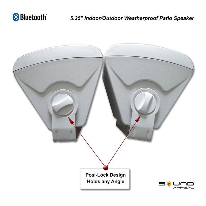 Bluetooth 5.25" Indoor/Outdoor Weatherproof Patio Speakers (White- pair)-by Sound Appeal N3