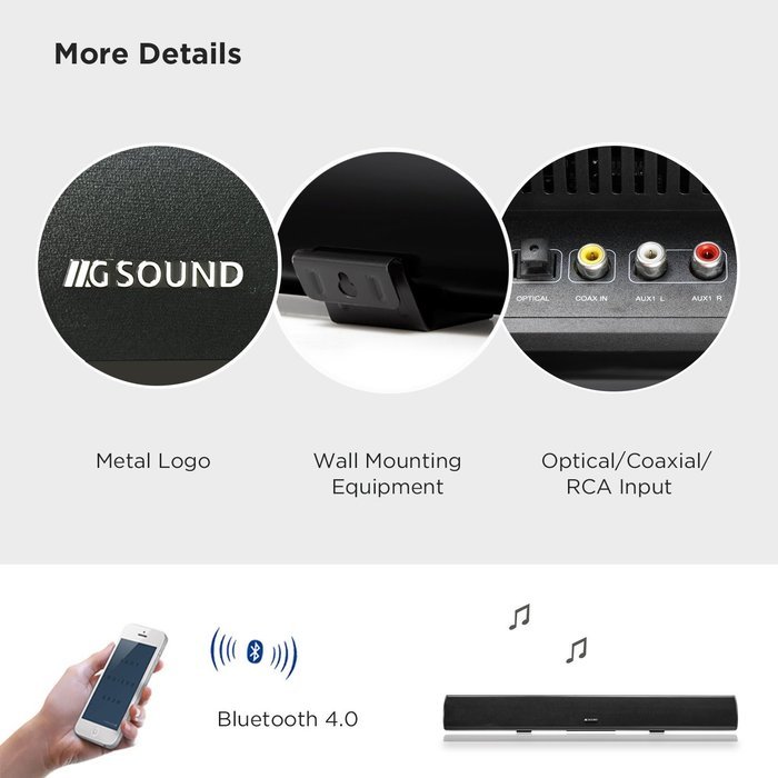 MEGACRA Bluetooth 4.0 Connectivity 3 Audio Modes 60 Watt 34 Inch Sound Bar with 2 Bass Reflex Tubes, 4 Speakers... N8