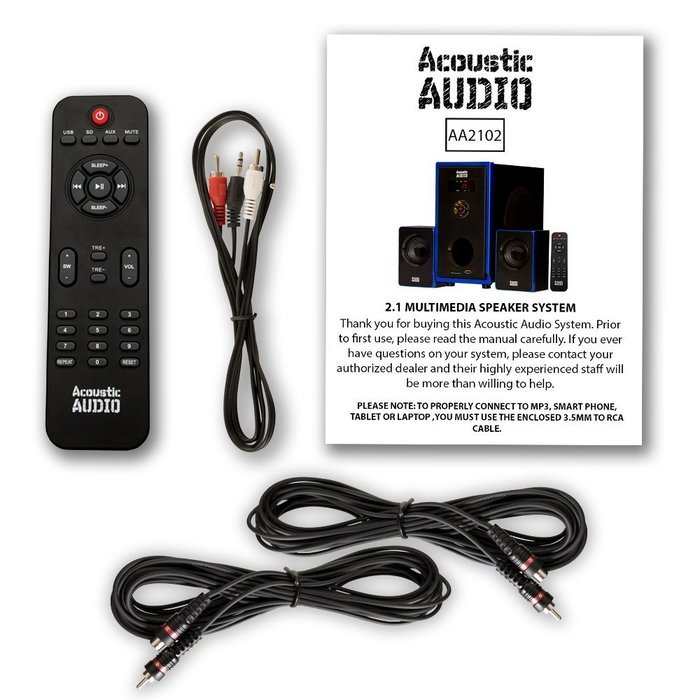 Acoustic Audio AA2102 Home 2.1 Speaker System with USB Reader and 2 Extension Cables for Multimedia N2
