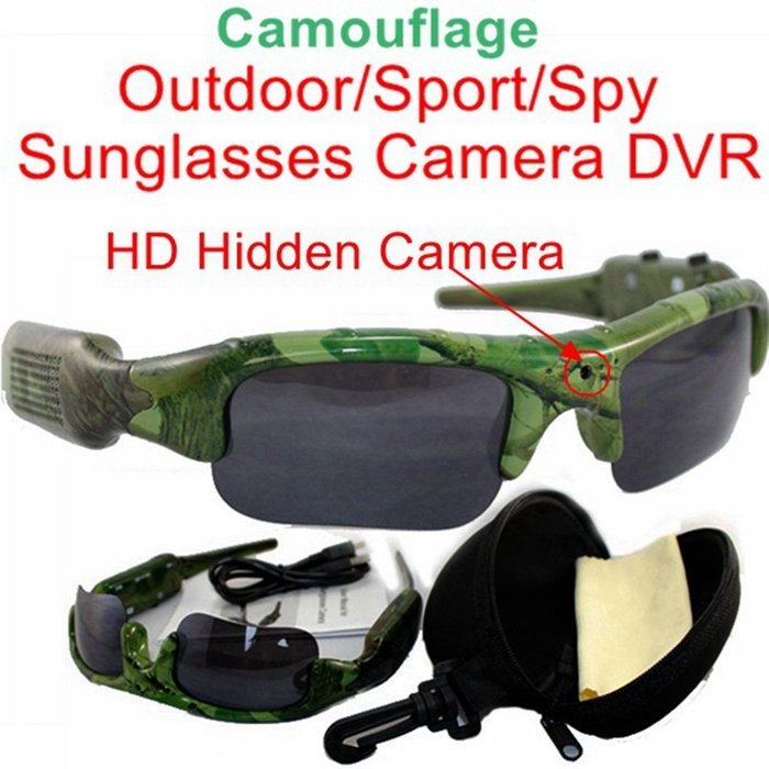 Camouflage Green Micro Camera Sunglasses Mini DV Camcorder Recorder Outdoor Sport Video Recorder Sunglasses N2