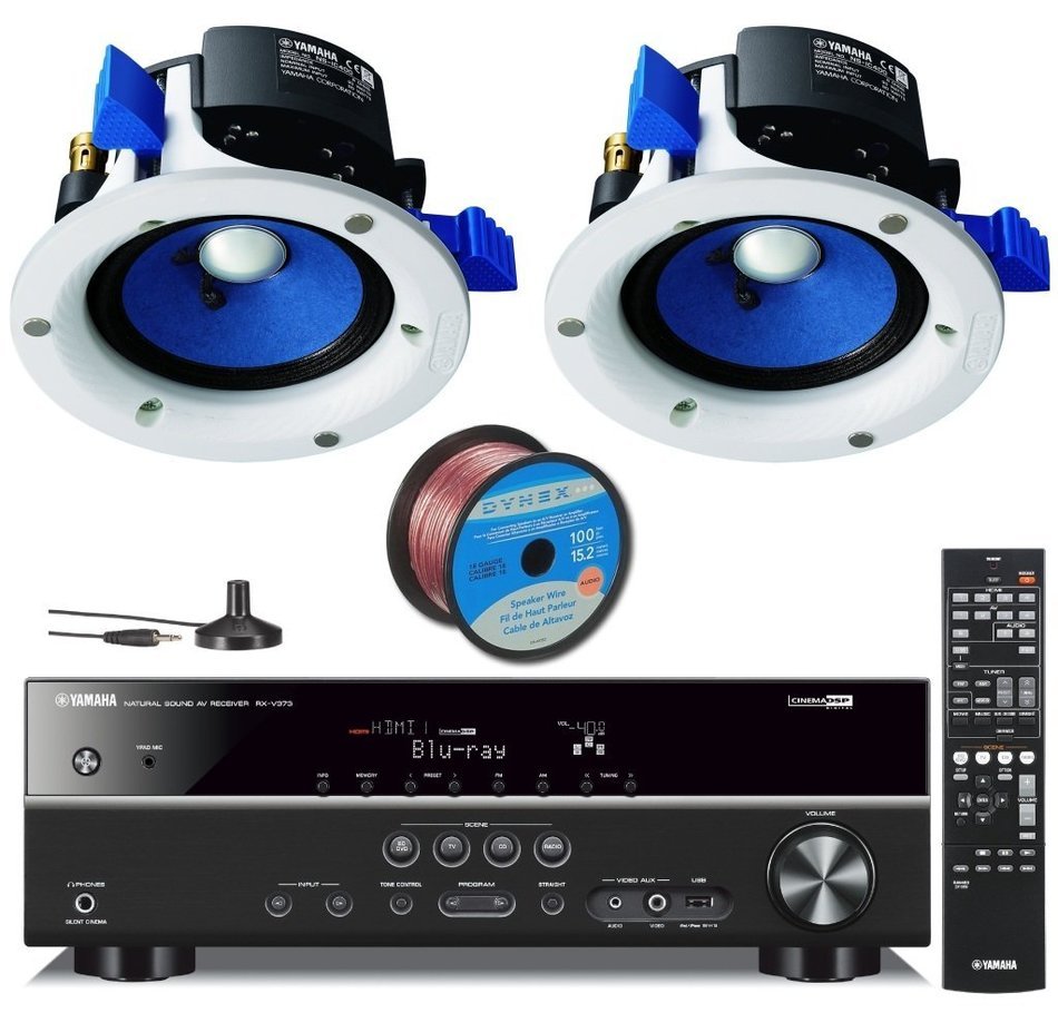 Yamaha 3D-Ready 5.1-Channel 500 Watts Digital Home Theater Audio Video Receiver with In-Ceiling Full Range Mini... N2