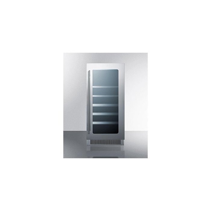 Summit CL15WBV 15" Built-in Wine and Beverage Center with Seamless Trimmed Low-e Glass Door Wooden Shelves Digital...