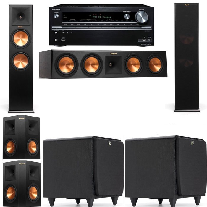 Klipsch RP-280F Tower Speakers-SDS12-5.2-Onkyo TX-NR838