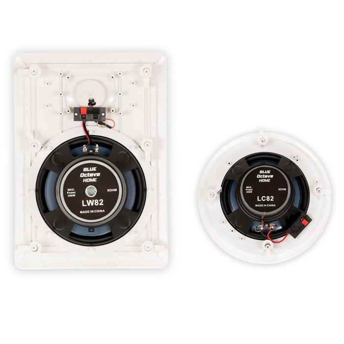 Blue Octave LH-827 In Wall and In Ceiling 8" Speakers Home Theater Surround Sound 7 Speaker Set N3