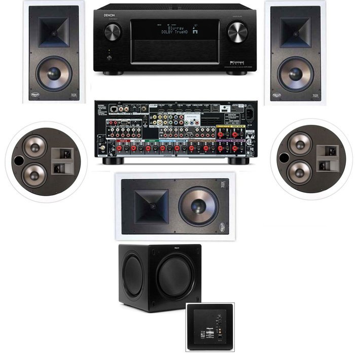Klipsch KL-7800-THX 5.1 In-Wall-Rear Ceiling-SW-310-Denon AVR-X4000 7.2- White