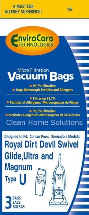 Vacuum Parts & Accessories Dirt Devil Royal Type U Micro Filtration Vacuum Cleaner 3 pack of Bags Style U