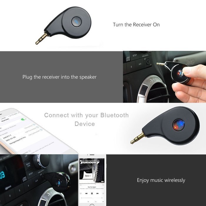 AGPtek Mini Bluetooth Receiver Portable Car Kit CSR 4.1 A2DP Wireless Adapter Music receiver N24