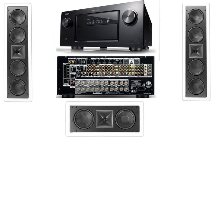 Klipsch KL-6504-THX In-Wall LCR Speaker-3.0 Denon IN-Command AVR-4520CI- White