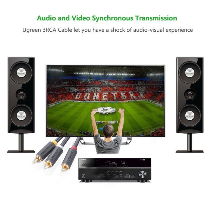 Ugreen 3RCA Male to 3RCA Male Stereo Audio Video Cable RG59 Gold Plated for Connecting Your VCR, DVD, HD-TV, and... N8