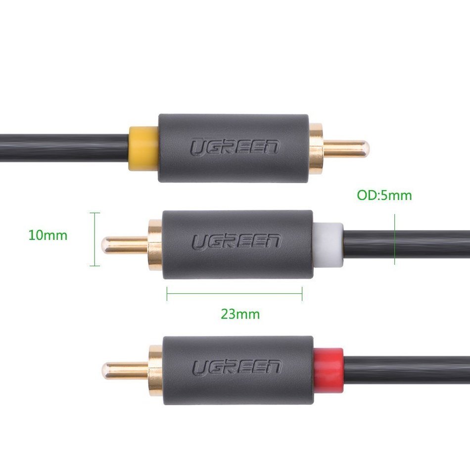 Ugreen 3RCA Male to 3RCA Male Stereo Audio Video Cable RG59 Gold Plated for Connecting Your VCR, DVD, HD-TV, and... N9