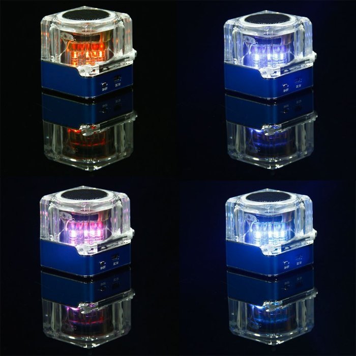 Getmore Durable Mini Multimedia Speaker LCD Mp3 Fm Radio for Micro Sd Mp3 USB Blue N8