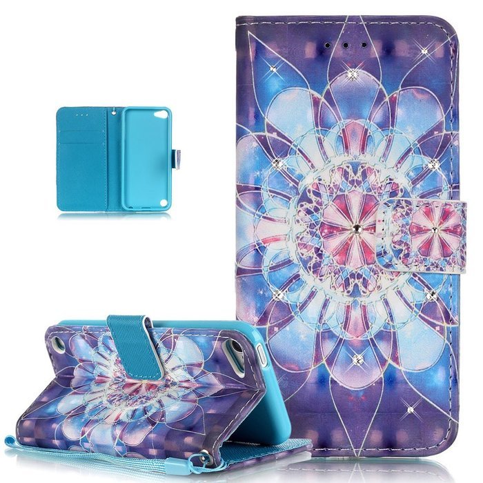 iPod Touch 6 Case,iPod Touch 5 Case,ikasus Shiny Glitter Diamond Colorful Art Painted PU Leather Flip Wallet Pouch... N8