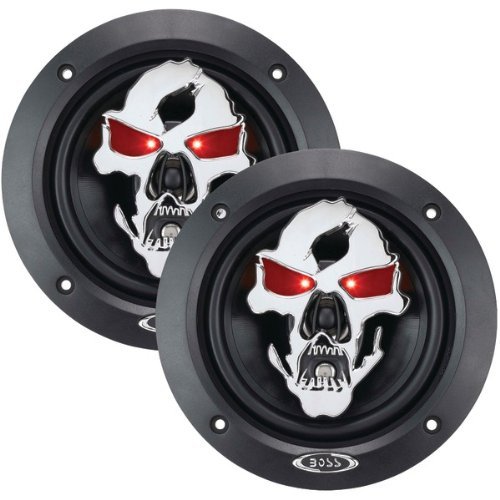 BOSS AUDIO SK553 Phantom Skull Series 3-Way Black Injection Cone Speakers with Custom-Tooled Removable Skull Covers...