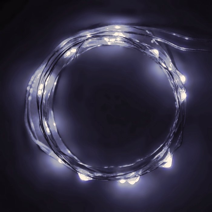 RioRand&reg;Micro 20 LED Multicolor White Lights Battery Operated on 7ft Long Silver Color Ultra Thin String Copper... N3