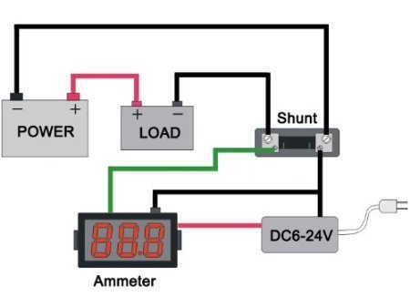 RioRand Small Green LED Digital Current Panel Meter Amperage Monitor 0-50A With Ammeter Shunt Resister N5