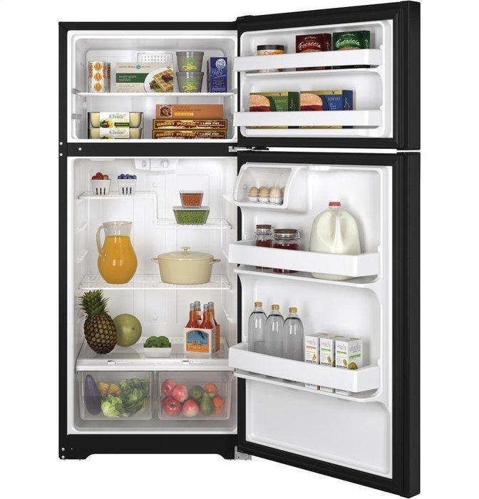 Ge GIDDS-632128 Energy Star 15.5 cu. ft. Top Freezer Refrigerator, Black, Reversible Door Swing N5