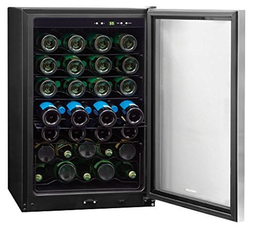 Frigidaire FFWC4222QS 42 Bottle Wine Cooler with Reversible Door, in Black. N2