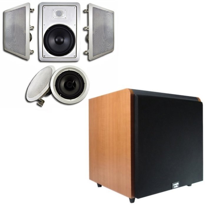 Acoustic Audio HT-85 In-Wall/Ceiling 5.1 Home Theater 8" Speakers and 12" Powered Sub HT-85-HD12C