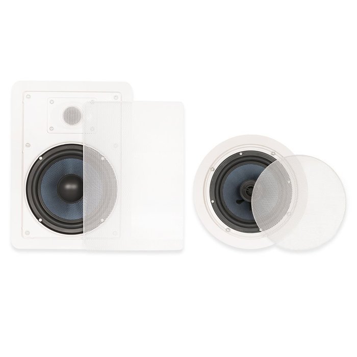 Blue Octave BH-627 In Wall and In Ceiling 6.5" Speakers Home Theater Surround Sound 7 Speaker Set N2
