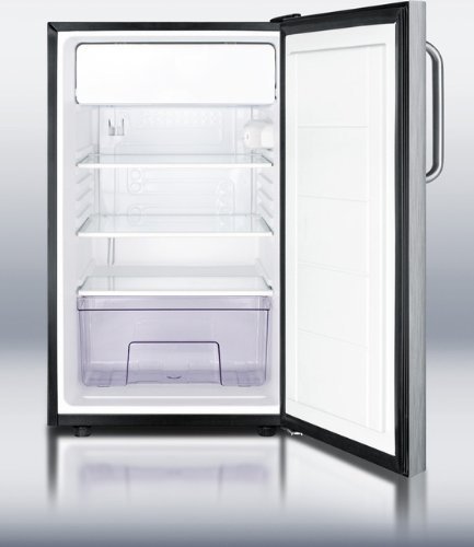Summit CM421BLCSS 20" 4.1 cu.ft. Under-Counter Refrigerator With Factory Installed Lock Manual Defrost Crisper... N4