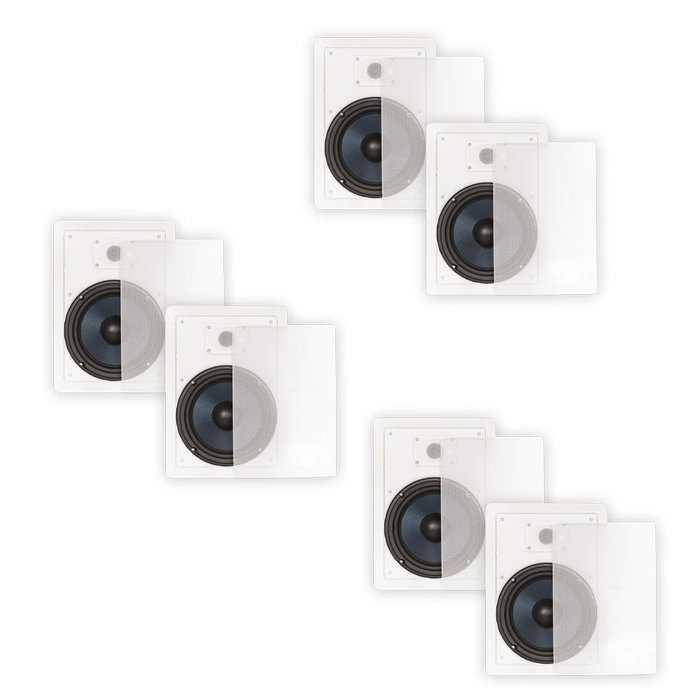 Blue Octave BDW82 In Wall 8" Speakers 2 Way Home Theater Surround Sound 3 Pair Pack