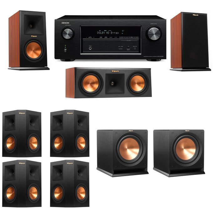 Klipsch RP-150M-CH Monitor Speaker 7.2 R112SW Denon AVR-X2100W