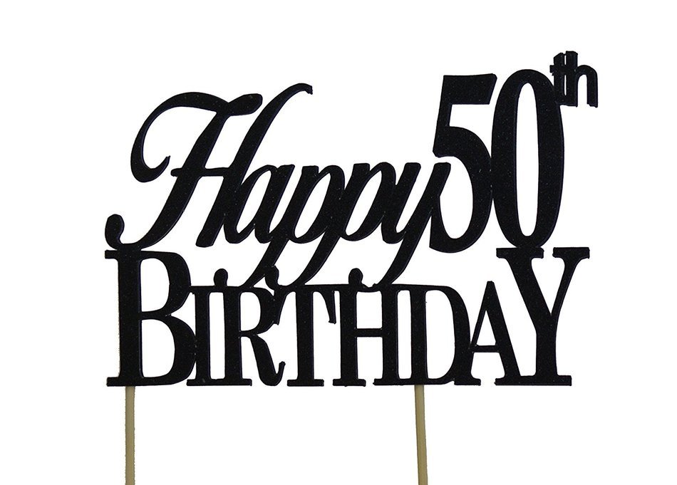 Black Happy 50th Birthday Cake Topper N3