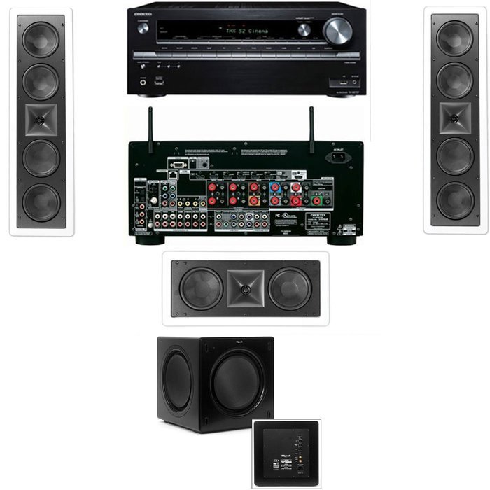 Klipsch KL-6504-THX In-Wall LCR Speaker-3.1 Onkyo TX-NR838 7.2 Channel Network- White