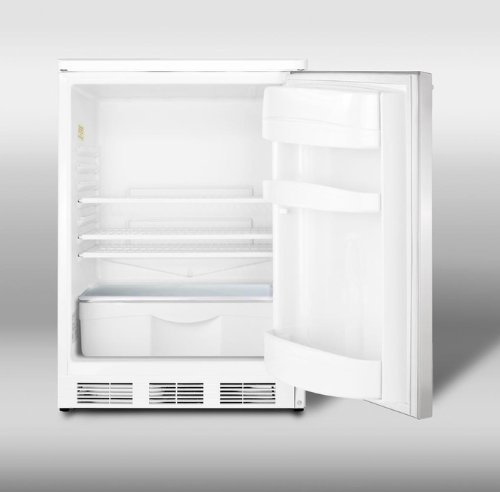 Summit Refrigeration FF67SSHH Undercounter Refrigerator w/ Door Storage & Auto Defrost, White/Stainless, 5.5-cu... N2