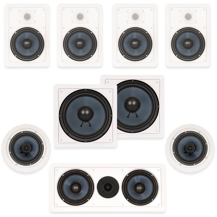 Blue Octave BHT627 In Wall and In Ceiling 7.2 Home Theater Surround Sound 6.5" Speaker Set N2