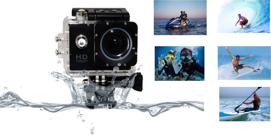 A9 1080P HD Sports Action Camera - 2'' LTPS LCD + Full HD 1080P + 30M Waterproof + 110&deg; Wide Angle Lens (Pink) N2