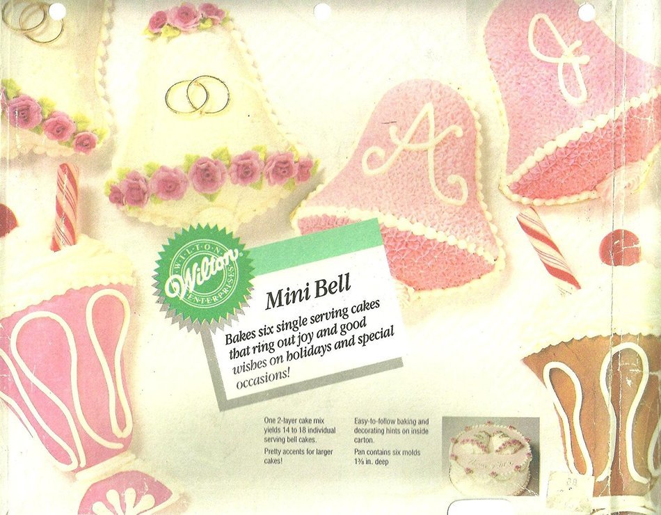 Wilton Cake Pan: Mini Bell/Wedding Bells/Ice Cream Sundaes or Floats (2105-8254, 1989) N2