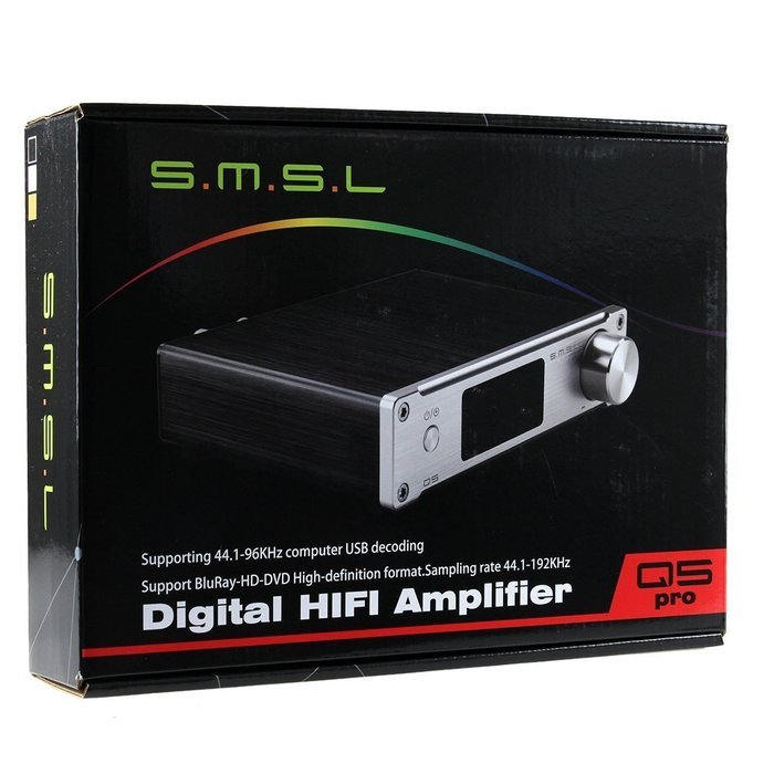 Fisound SMSL Q5 Pro Remote Control Pure Digital HiFi 50W Power Amplifier USB COAX OPTIC Input 192KHZ 44Bit Color... N8