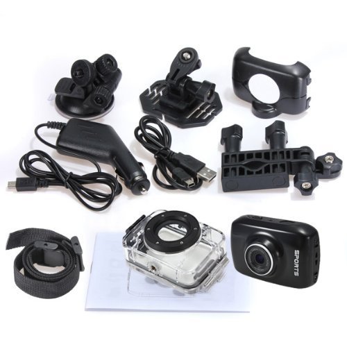 Water & Wood Black 720P 1280*720 HD Outdoor Sport Helmet Action Camera Mini DV Camcorder Waterproof Drive Record...