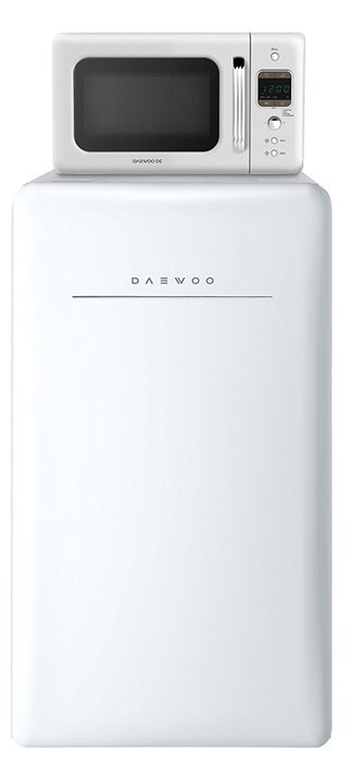 Daewoo Retro Compact Refrigerator 4.4 Cu Ft, Creme White N3