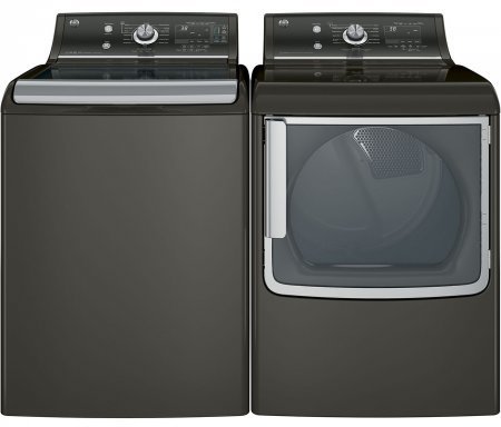 GE Metallic Carbon Top Load Laundry Pair with GTW860SPJMC 28" Top Load Washer and GTD86ESPJMC 28" Electric Dryer N3