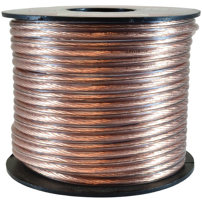GLS Audio Premium 16 Gauge 100 Feet Speaker Wire - True 16AWG Speaker Cable 100ft Clear Jacket - High Quality... N2